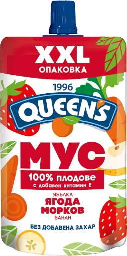 Снимка на Мус Queen's ябълка,банан и ягода 200мл