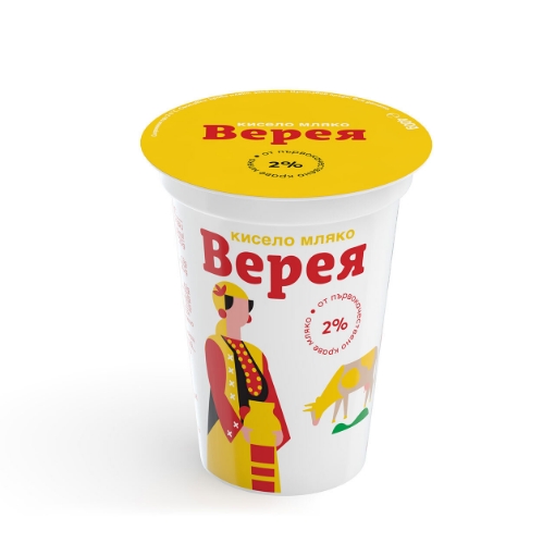 Снимка на Кисело краве мляко Верея 2% 400г