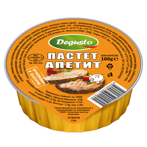 Снимка на Пастет апетит Degusto 100г