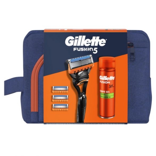 Снимка на Комплект GILLETTE FUSION с 4 ножчета и гел за бръснене  200 мл