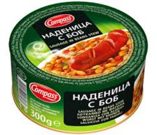 Снимка на Консерва Compass 300г наденица с боб