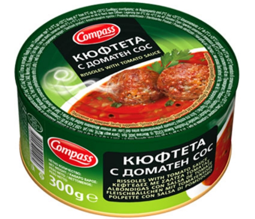 Снимка на Консерва Compass 300г кюфтета с доматен сос