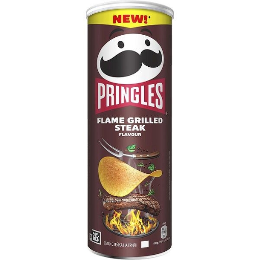 Снимка на Чипс Pringles 165г  пушен стек на грил