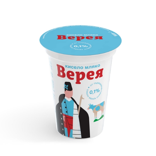 Снимка на Кисело мляко краве 0,1% Верея 400г
