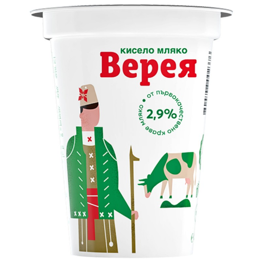 Снимка на Кисело мляко краве 2,9% Верея 400г