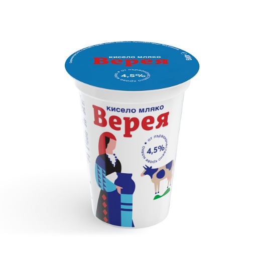 Снимка на Кисело мляко краве 4,5% Верея 400г