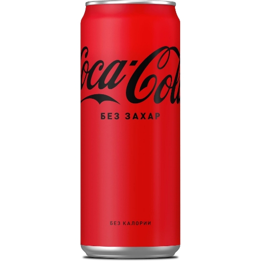 Снимка на Газирана безалкохолна напитка Coca-Cola 330мл без захар кен