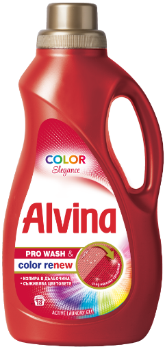 Снимка на Течен перилен препарат Alvina 900мл/18пранета  Color Elegance