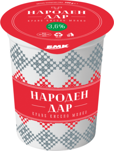 Снимка на Кисело мляко краве 3,6% Народен дар  400г