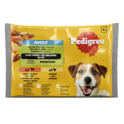 Снимка на Храна за куче Pedigree 100г/4бр Adult сос грийви